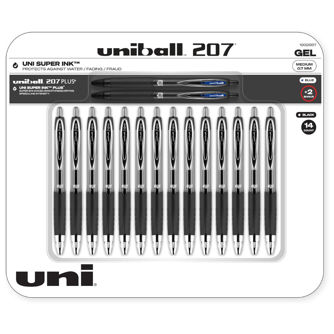 Uniball™ 207®. Punta media (0.7 mm). 16 Bolígrafos